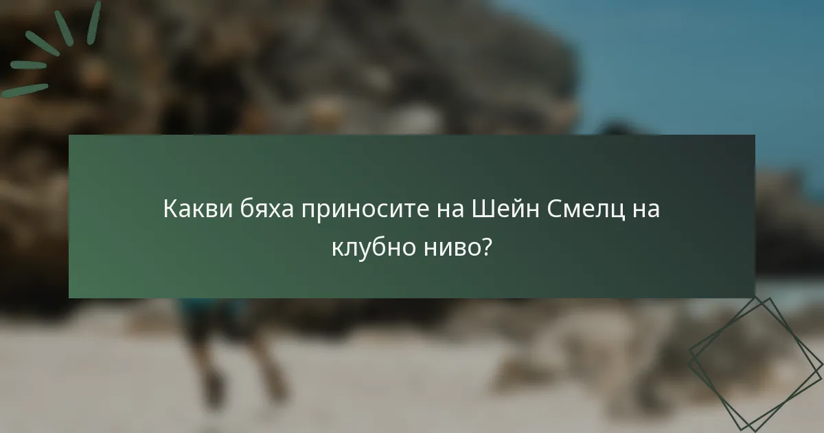Какви бяха приносите на Шейн Смелц на клубно ниво?