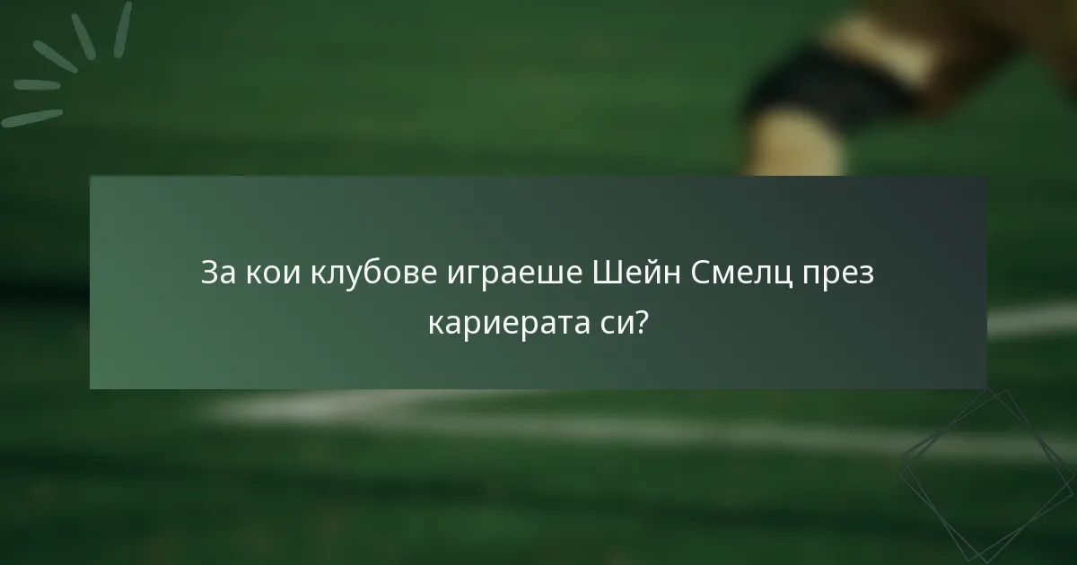 За кои клубове играеше Шейн Смелц през кариерата си?